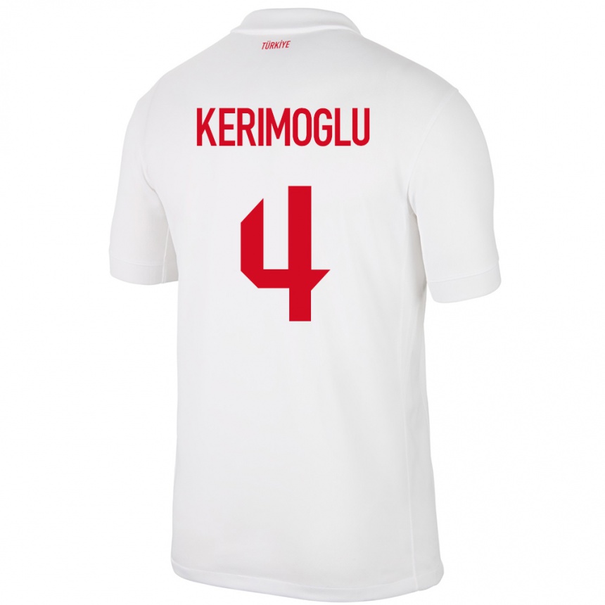 Kids Football Turkey Zeynap Kerimoğlu #4 White Home Jersey 24-26 T-Shirt Nz