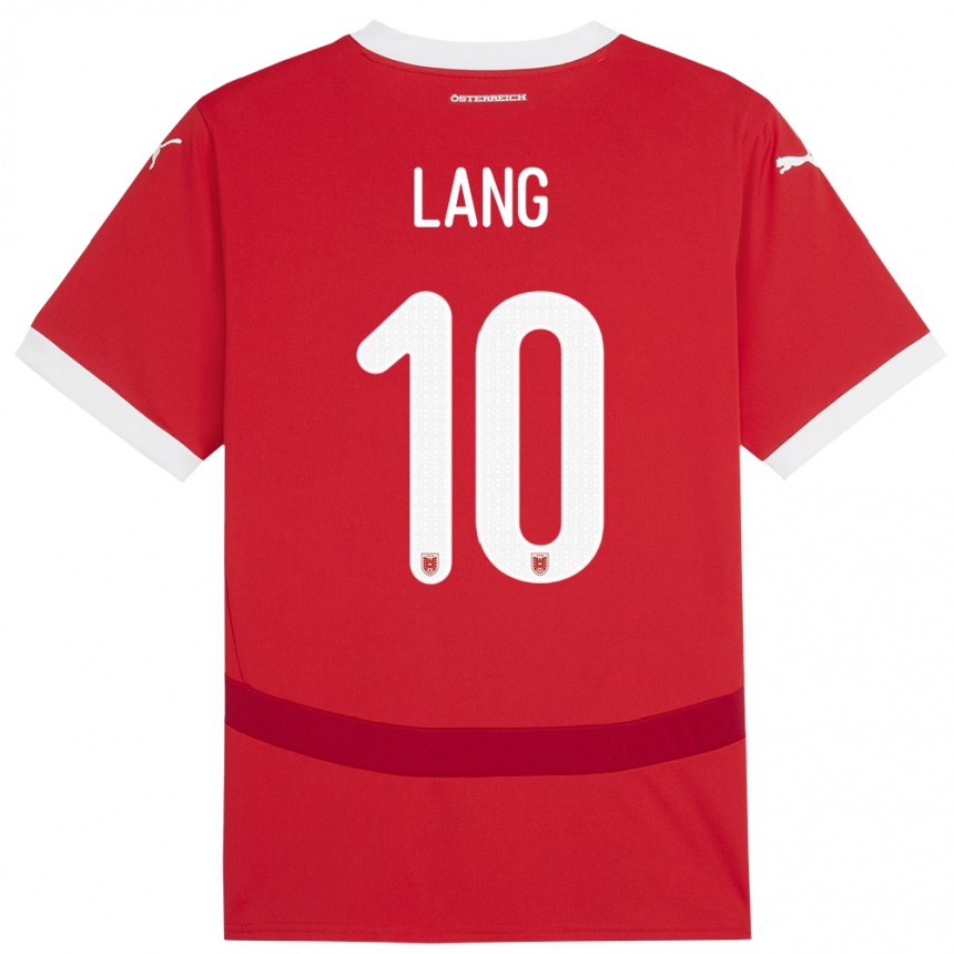 Kids Football Austria Christoph Lang #10 Red Home Jersey 24-26 T-Shirt Nz