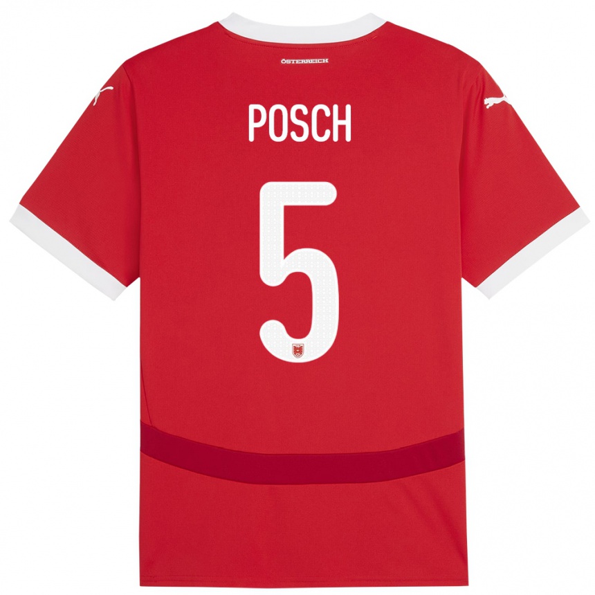 Kids Football Austria Stefan Posch #5 Red Home Jersey 24-26 T-Shirt Nz