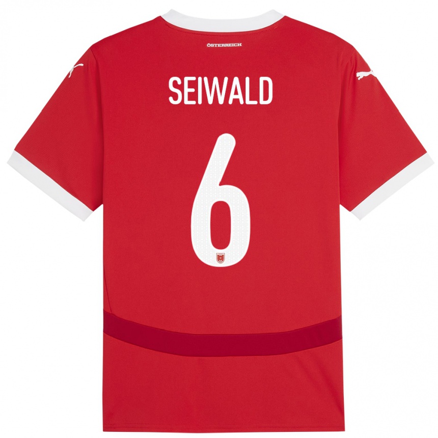 Kids Football Austria Nicolas Seiwald #6 Red Home Jersey 24-26 T-Shirt Nz