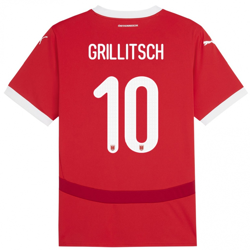 Kids Football Austria Florian Grillitsch #10 Red Home Jersey 24-26 T-Shirt Nz