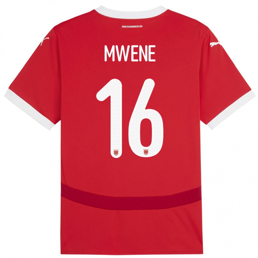 Kids Football Austria Phillipp Mwene #16 Red Home Jersey 24-26 T-Shirt Nz