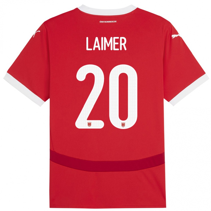 Kids Football Austria Konrad Laimer #20 Red Home Jersey 24-26 T-Shirt Nz