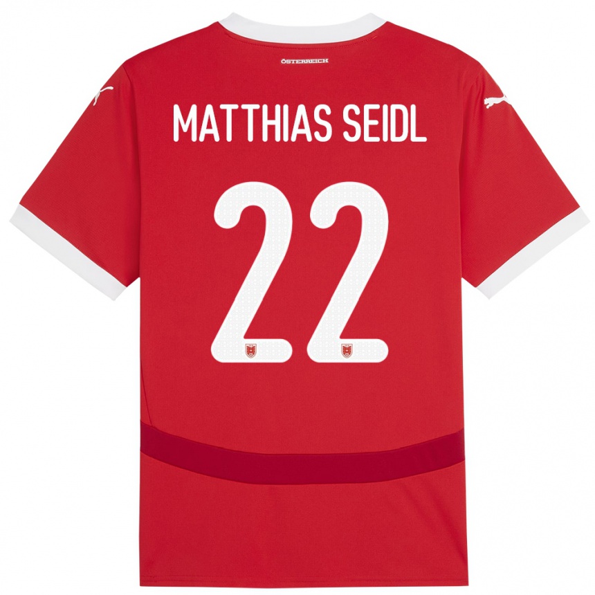 Kids Football Austria Matthias Seidl #22 Red Home Jersey 24-26 T-Shirt Nz