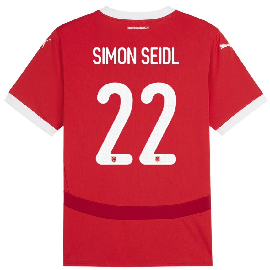 Kids Football Austria Simon Seidl #22 Red Home Jersey 24-26 T-Shirt Nz