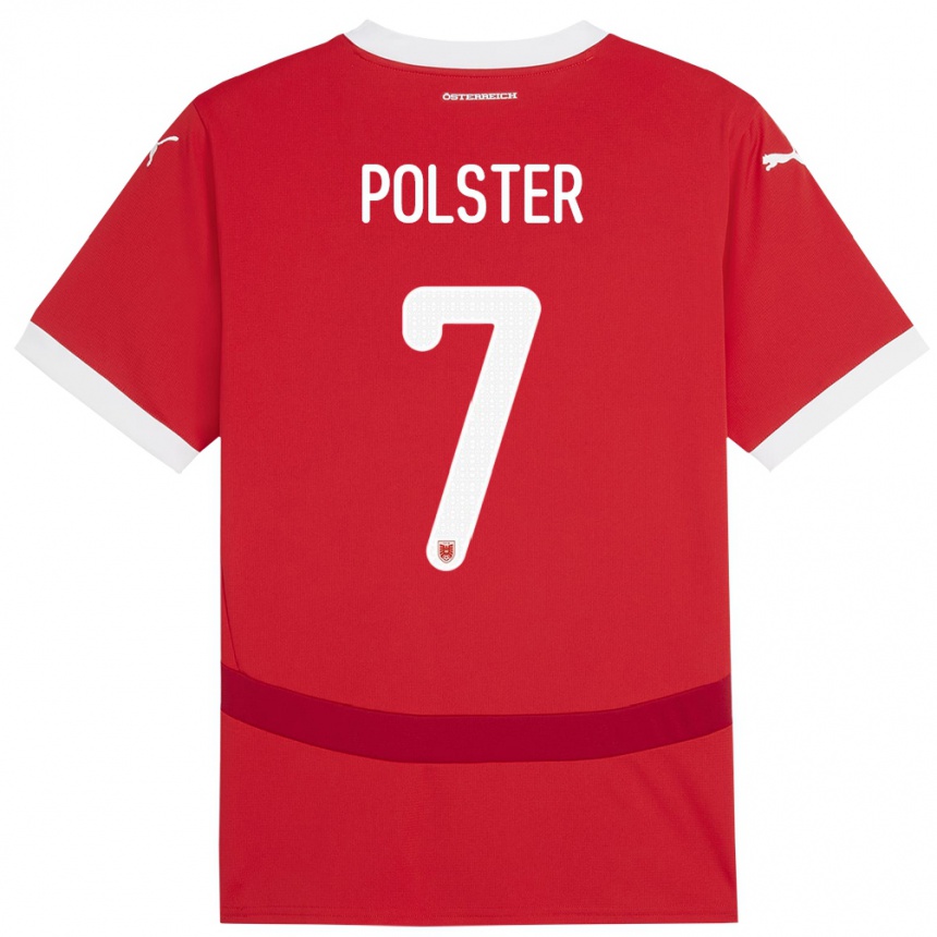 Kids Football Austria Manuel Polster #7 Red Home Jersey 24-26 T-Shirt Nz