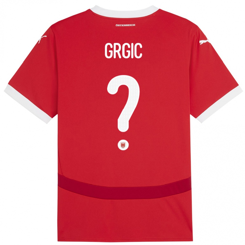 Kids Football Austria Leon Grgic #0 Red Home Jersey 24-26 T-Shirt Nz