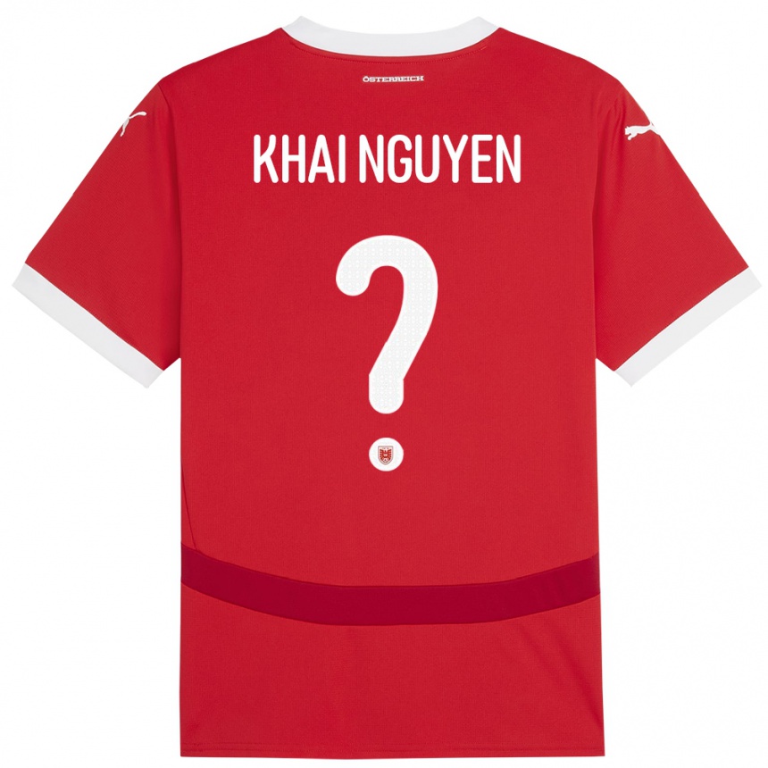 Kids Football Austria Quoc Khai Nguyen #0 Red Home Jersey 24-26 T-Shirt Nz