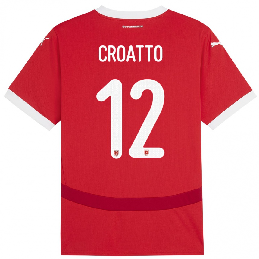 Kids Football Austria Michela Croatto #12 Red Home Jersey 24-26 T-Shirt Nz