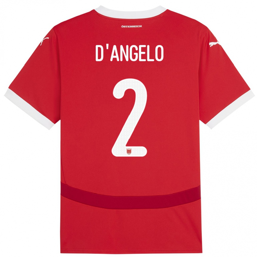 Kids Football Austria Chiara D’angelo #2 Red Home Jersey 24-26 T-Shirt Nz