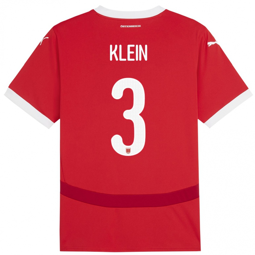 Kids Football Austria Jennifer Klein #3 Red Home Jersey 24-26 T-Shirt Nz