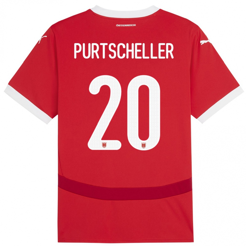 Kids Football Austria Lilli Purtscheller #20 Red Home Jersey 24-26 T-Shirt Nz