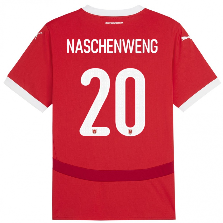 Kids Football Austria Katharina Naschenweng #20 Red Home Jersey 24-26 T-Shirt Nz