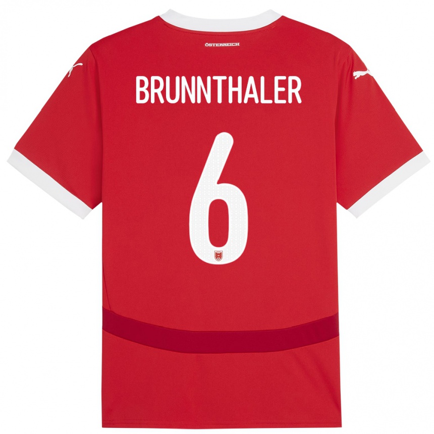 Kids Football Austria Melanie Brunnthaler #6 Red Home Jersey 24-26 T-Shirt Nz