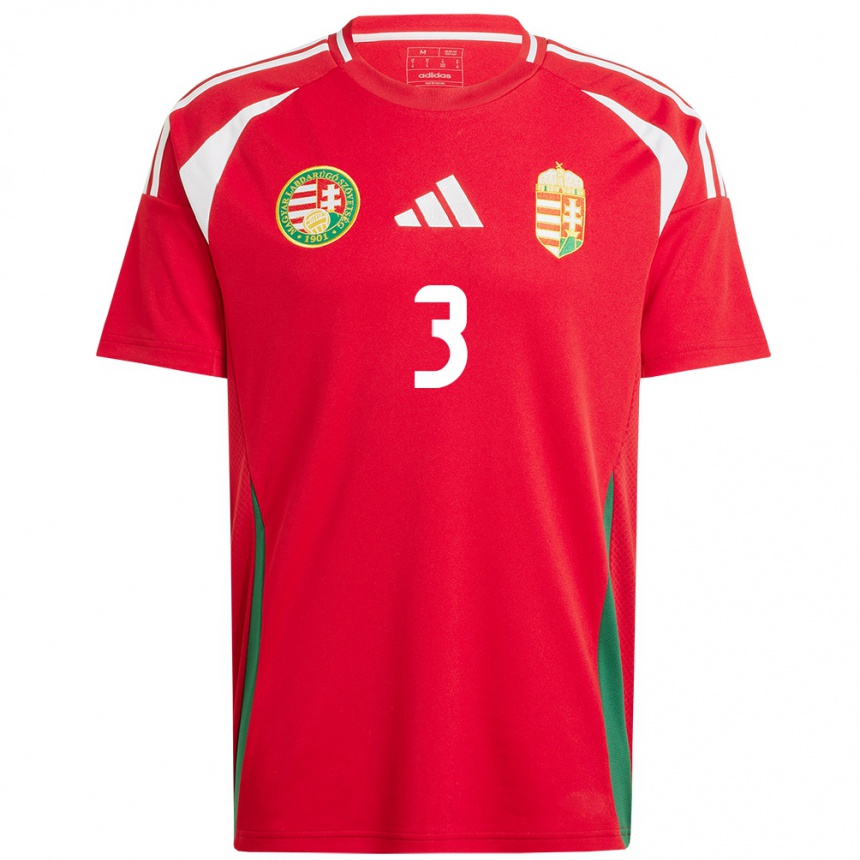 Kids Football Hungary Attila Mocsi #3 Red Home Jersey 24-26 T-Shirt Nz