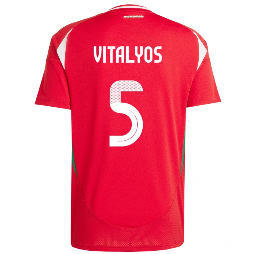 Kids Football Hungary Viktor Vitályos #5 Red Home Jersey 24-26 T-Shirt Nz