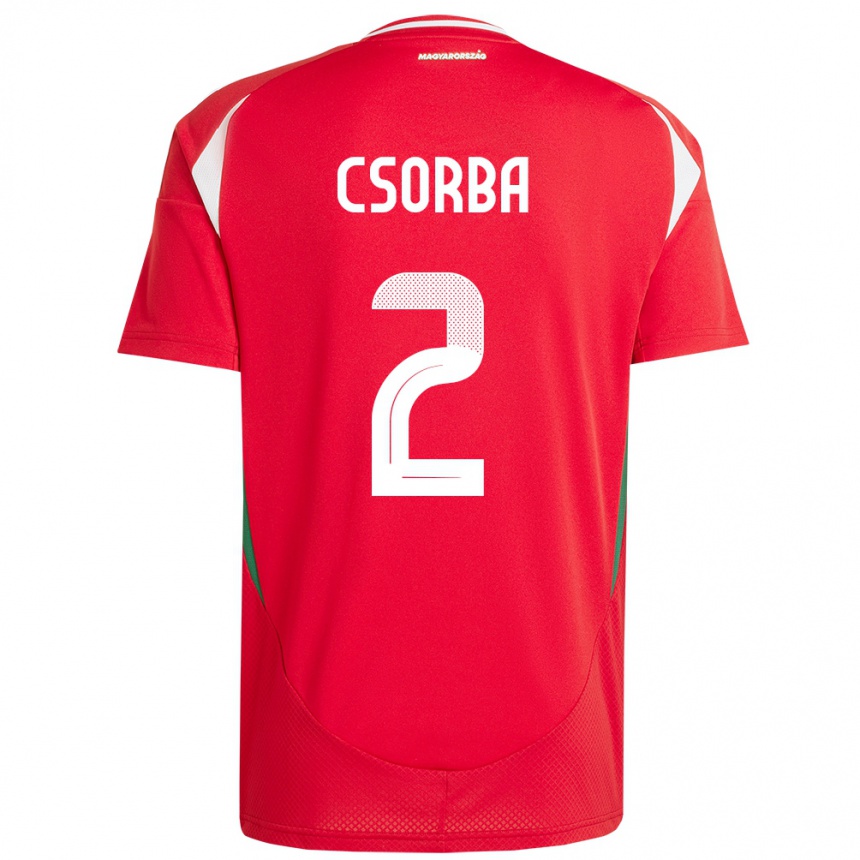 Kids Football Hungary Dominik Csorba #2 Red Home Jersey 24-26 T-Shirt Nz