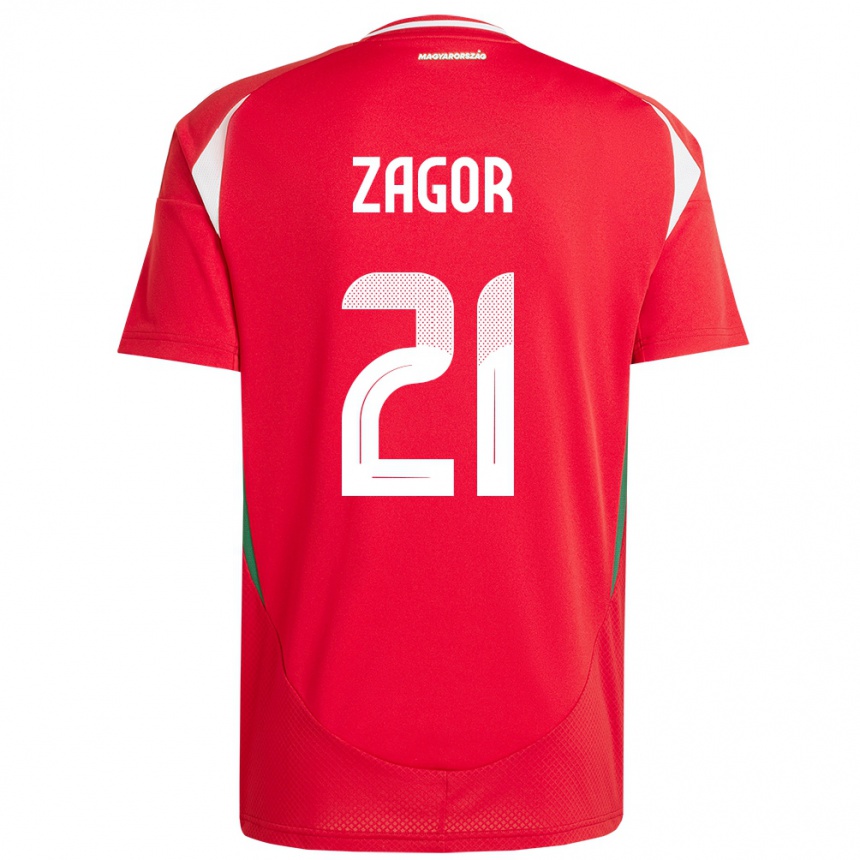 Kids Football Hungary Bernadett Zágor #21 Red Home Jersey 24-26 T-Shirt Nz