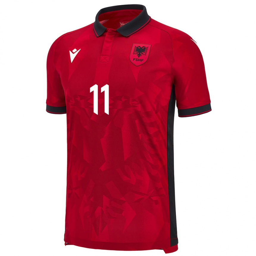 Kids Football Albania Ersi Bode #11 Red Home Jersey 24-26 T-Shirt Nz