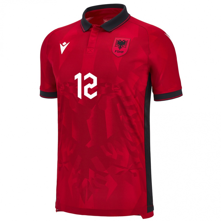 Kids Football Albania Darius Zadeja #12 Red Home Jersey 24-26 T-Shirt Nz