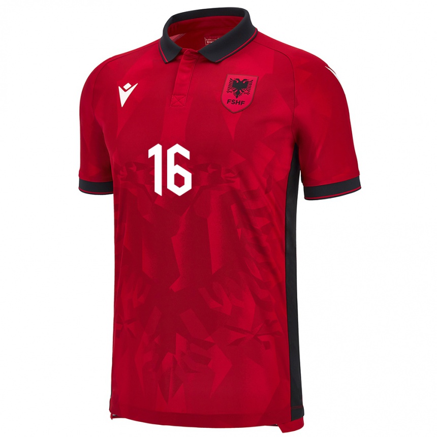 Kids Football Albania Medon Berisha #16 Red Home Jersey 24-26 T-Shirt Nz