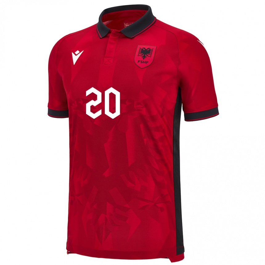 Kids Football Albania Dejvid Janaqi #20 Red Home Jersey 24-26 T-Shirt Nz