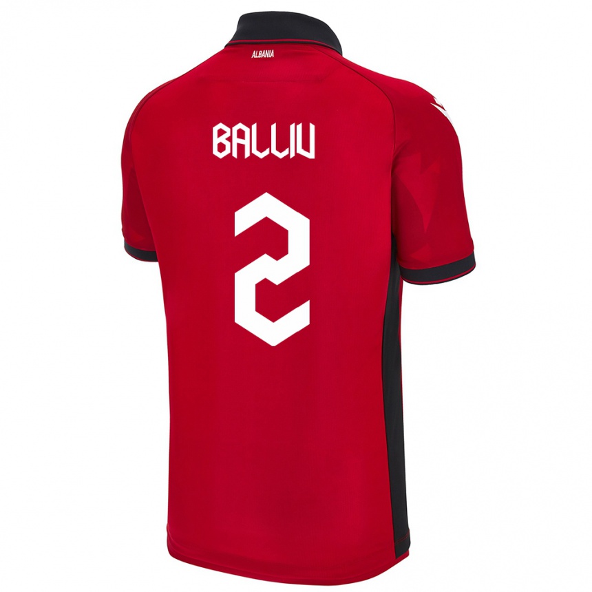 Kids Football Albania Iván Balliu #2 Red Home Jersey 24-26 T-Shirt Nz