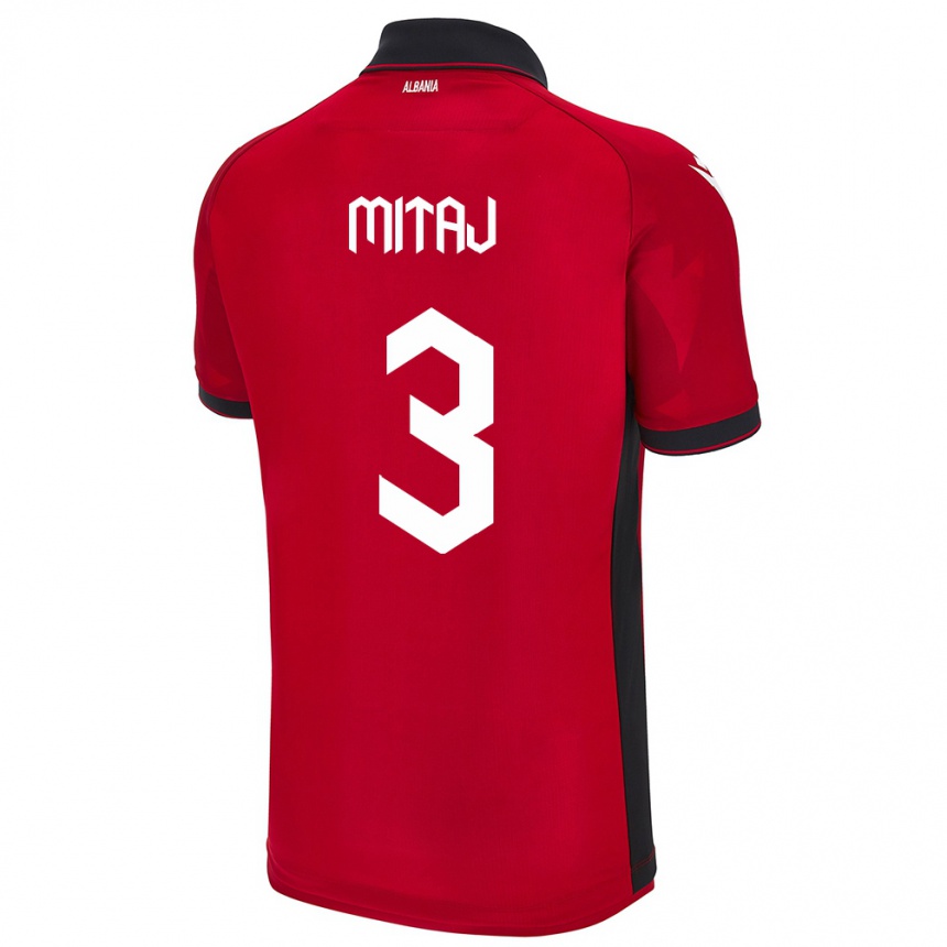 Kids Football Albania Mario Mitaj #3 Red Home Jersey 24-26 T-Shirt Nz