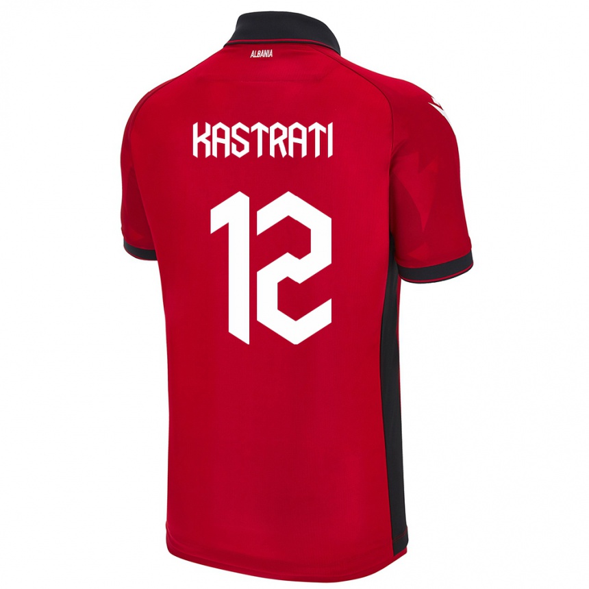 Kids Football Albania Elhan Kastrati #12 Red Home Jersey 24-26 T-Shirt Nz