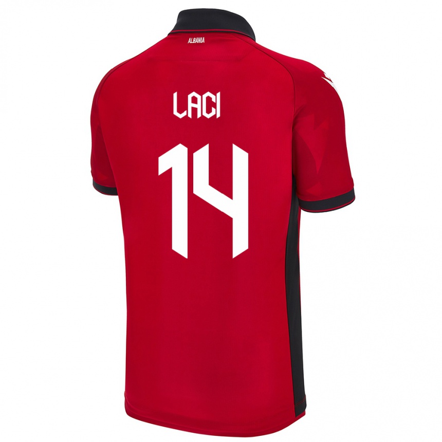 Kids Football Albania Qazim Laci #14 Red Home Jersey 24-26 T-Shirt Nz