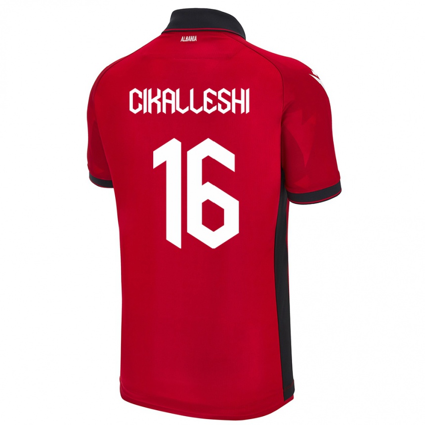 Kids Football Albania Sokol Cikalleshi #16 Red Home Jersey 24-26 T-Shirt Nz