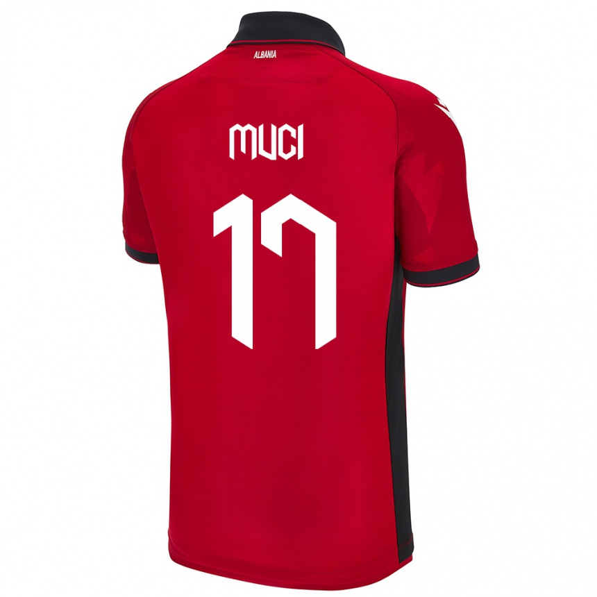 Kids Football Albania Ernest Muci #17 Red Home Jersey 24-26 T-Shirt Nz