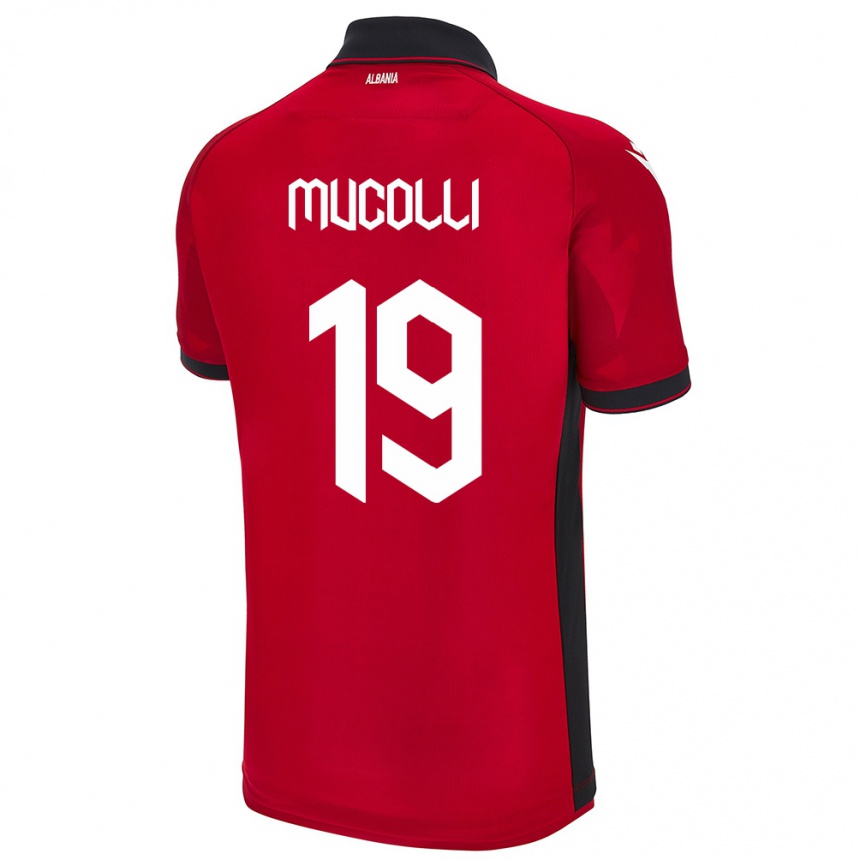 Kids Football Albania Arbnor Mucolli #19 Red Home Jersey 24-26 T-Shirt Nz