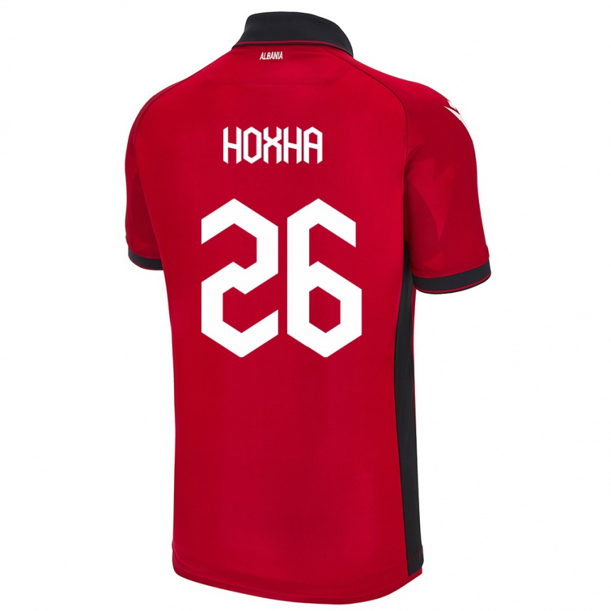 Kids Football Albania Arbër Hoxha #26 Red Home Jersey 24-26 T-Shirt Nz