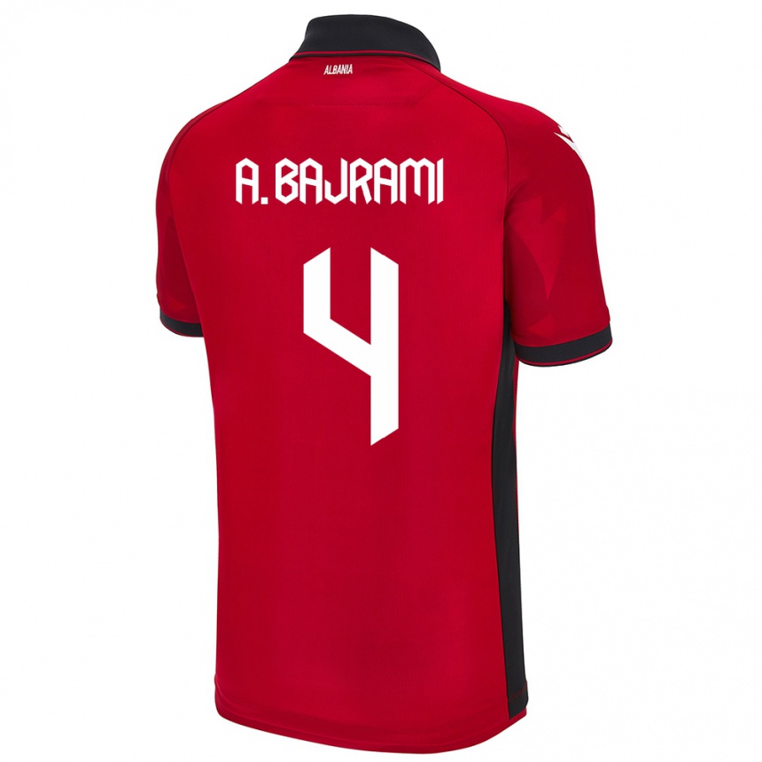 Kids Football Albania Adrian Bajrami #4 Red Home Jersey 24-26 T-Shirt Nz