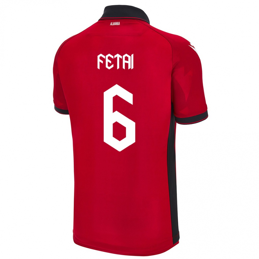 Kids Football Albania Feta Fetai #6 Red Home Jersey 24-26 T-Shirt Nz