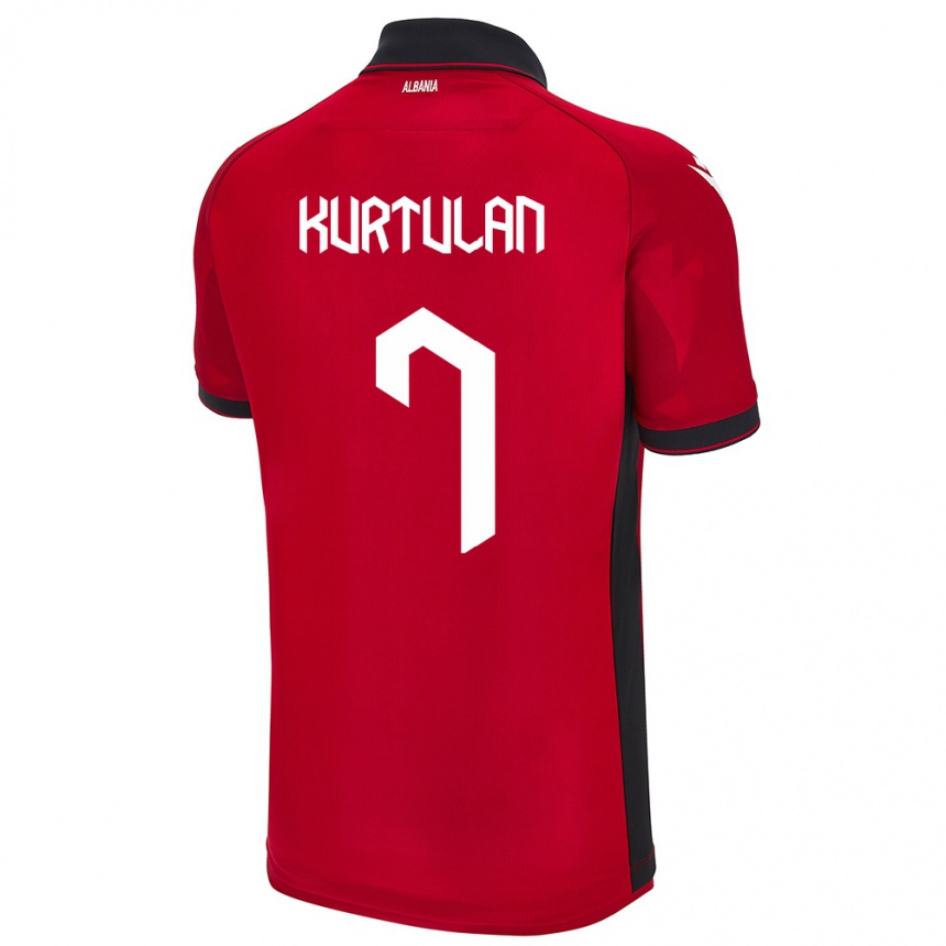 Kids Football Albania Arda Kurtulan #7 Red Home Jersey 24-26 T-Shirt Nz