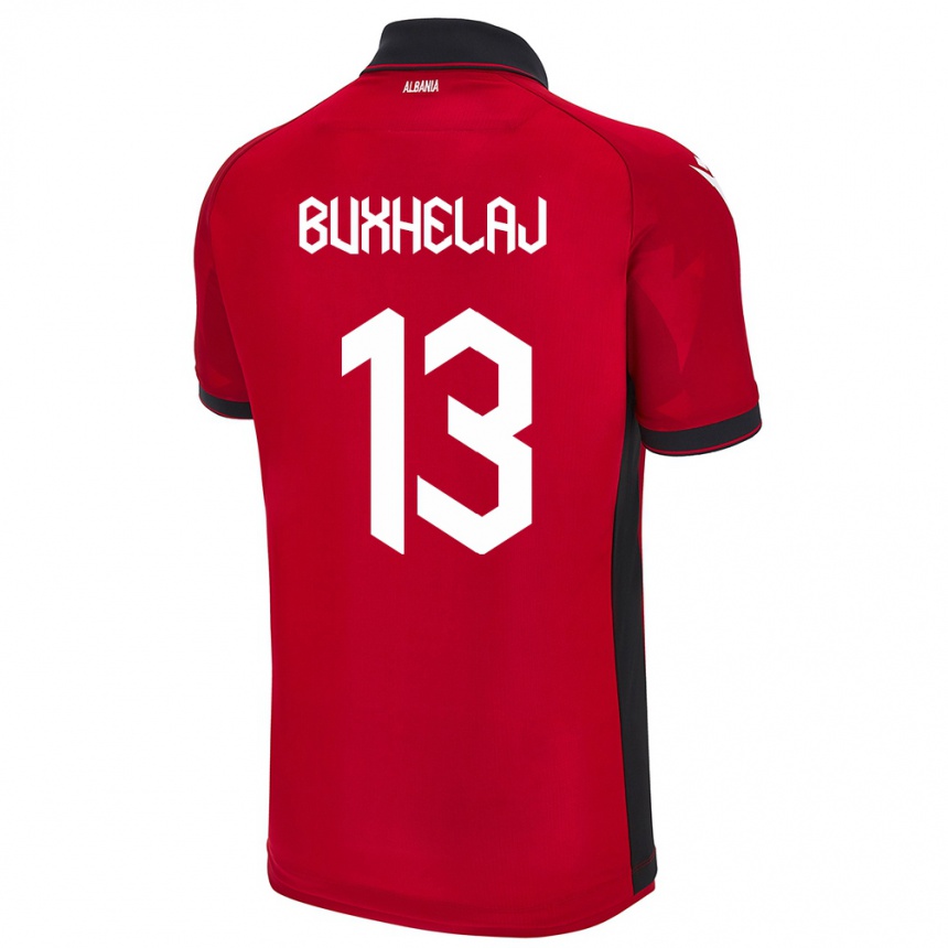 Kids Football Albania Paulo Buxhelaj #13 Red Home Jersey 24-26 T-Shirt Nz