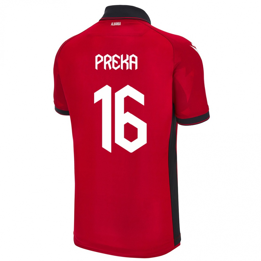 Kids Football Albania Marcelino Preka #16 Red Home Jersey 24-26 T-Shirt Nz