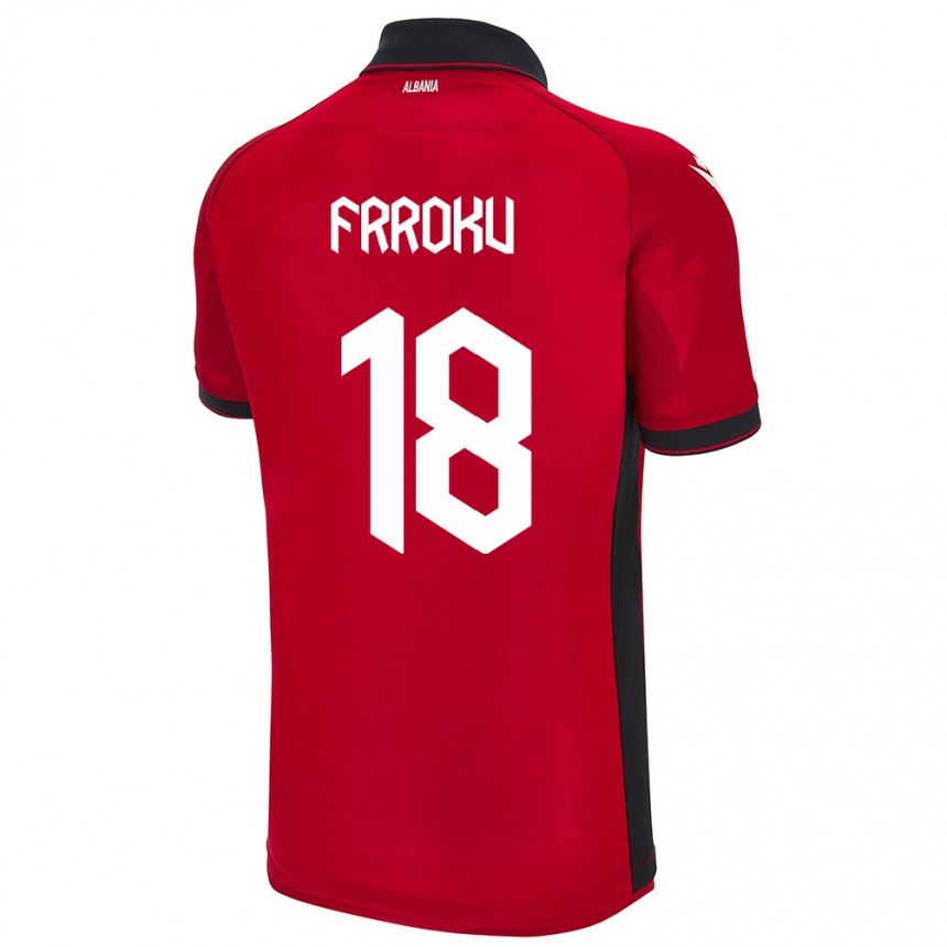 Kids Football Albania Leandro Frroku #18 Red Home Jersey 24-26 T-Shirt Nz