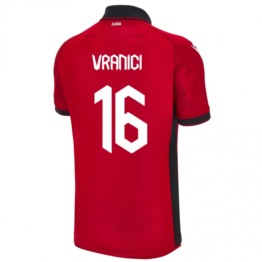 Kids Football Albania Dean Vranici #16 Red Home Jersey 24-26 T-Shirt Nz