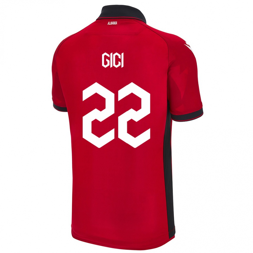 Kids Football Albania Matias Gici #22 Red Home Jersey 24-26 T-Shirt Nz