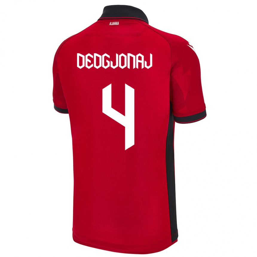 Kids Football Albania Leonora Dedgjonaj #4 Red Home Jersey 24-26 T-Shirt Nz