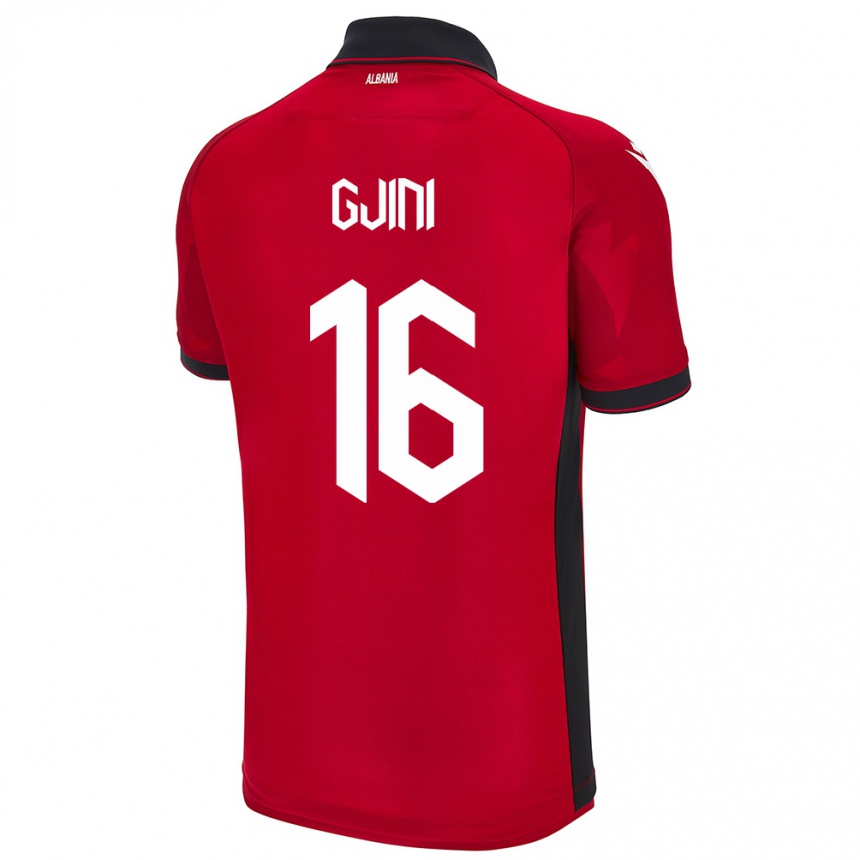 Kids Football Albania Luçije Gjini #16 Red Home Jersey 24-26 T-Shirt Nz