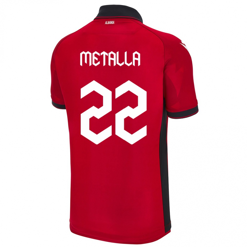 Kids Football Albania Mikaela Metalla #22 Red Home Jersey 24-26 T-Shirt Nz