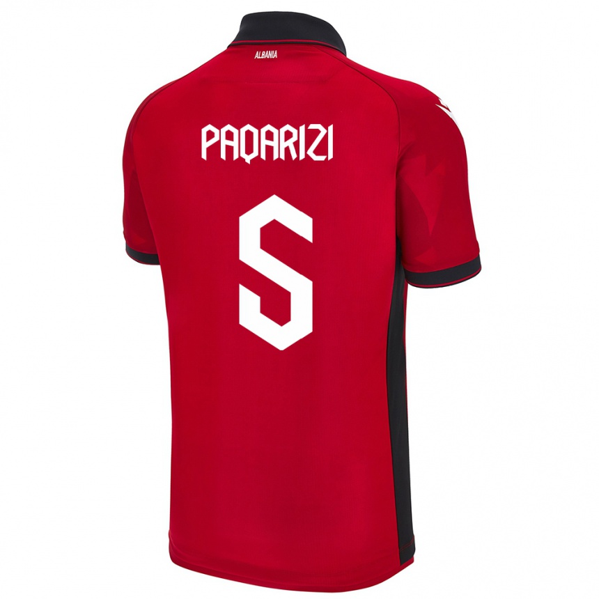 Kids Football Albania Vesa Paqarizi #5 Red Home Jersey 24-26 T-Shirt Nz