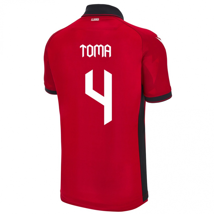 Kids Football Albania Stella Toma #4 Red Home Jersey 24-26 T-Shirt Nz