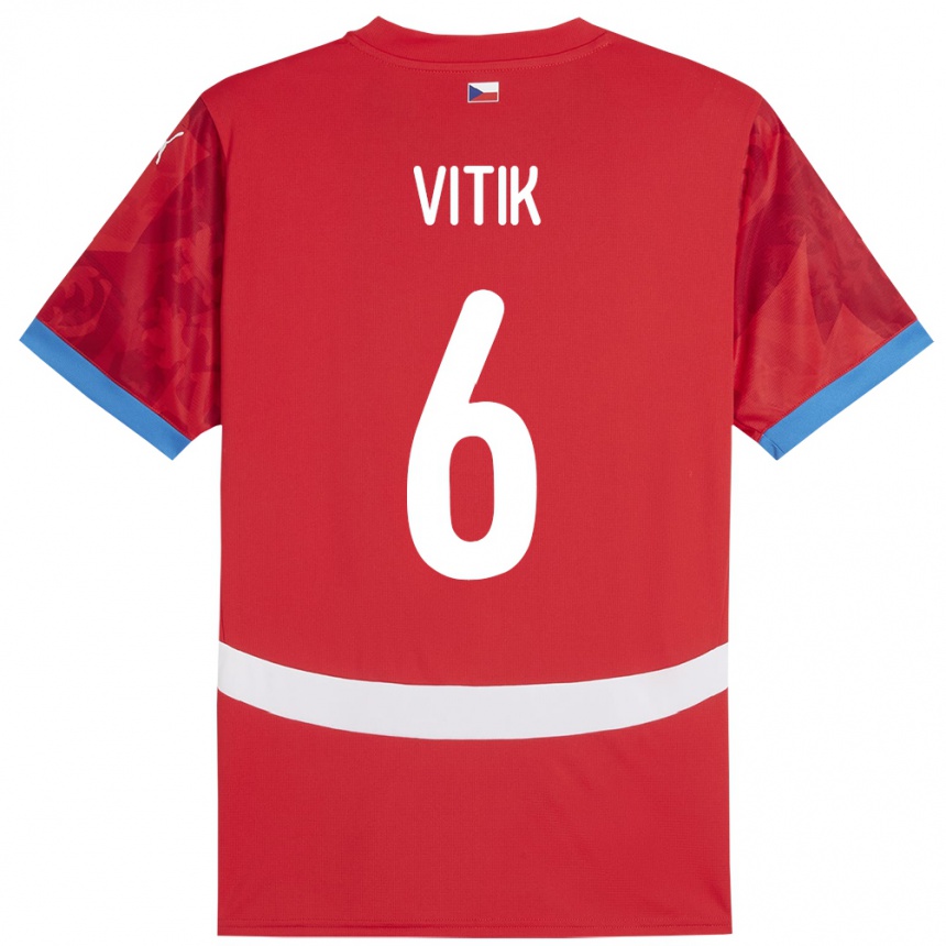 Kids Football Czech Republic Martin Vitík #6 Red Home Jersey 24-26 T-Shirt Nz