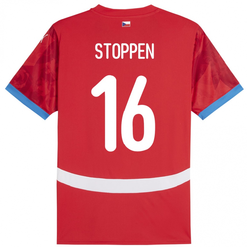 Kids Football Czech Republic Tadeas Stoppen #16 Red Home Jersey 24-26 T-Shirt Nz