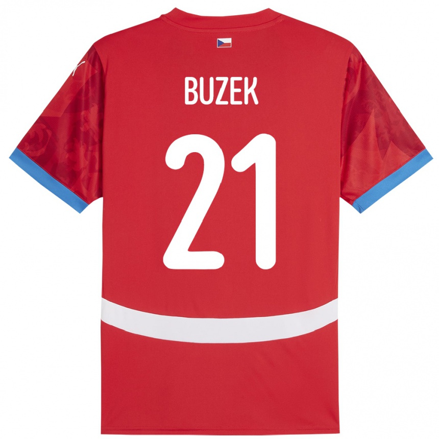 Kids Football Czech Republic Alexandr Buzek #21 Red Home Jersey 24-26 T-Shirt Nz